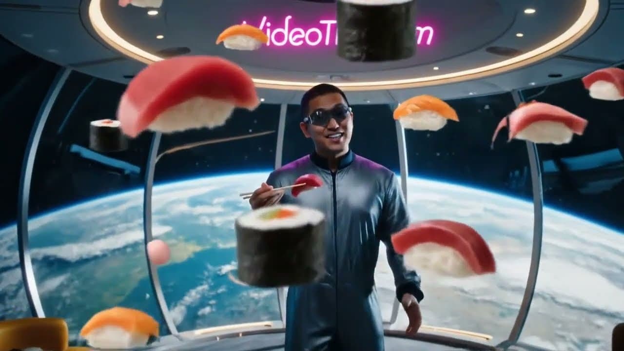 Google Veo3 AI: Zero-Gravity Sushi - Tasting Orbit with AI & Veo3!